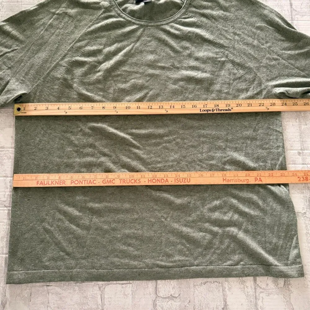 Banana Republic Livorno Silk Linen Sweater Sage Crew Neck Quiet Luxury Knit L